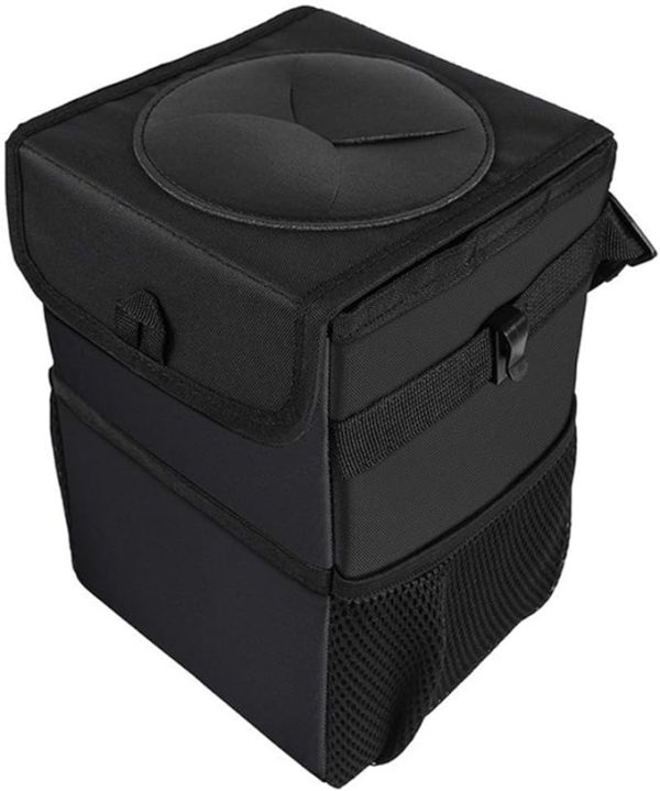 Trash Can with Lid and Storage Pockets - Image 2